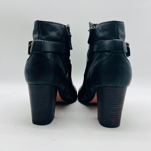 Cole Haan Boots Womens 6 Black Leather Ankle Side Zipper Heels Casual Shoes - Picture 7 of 9
